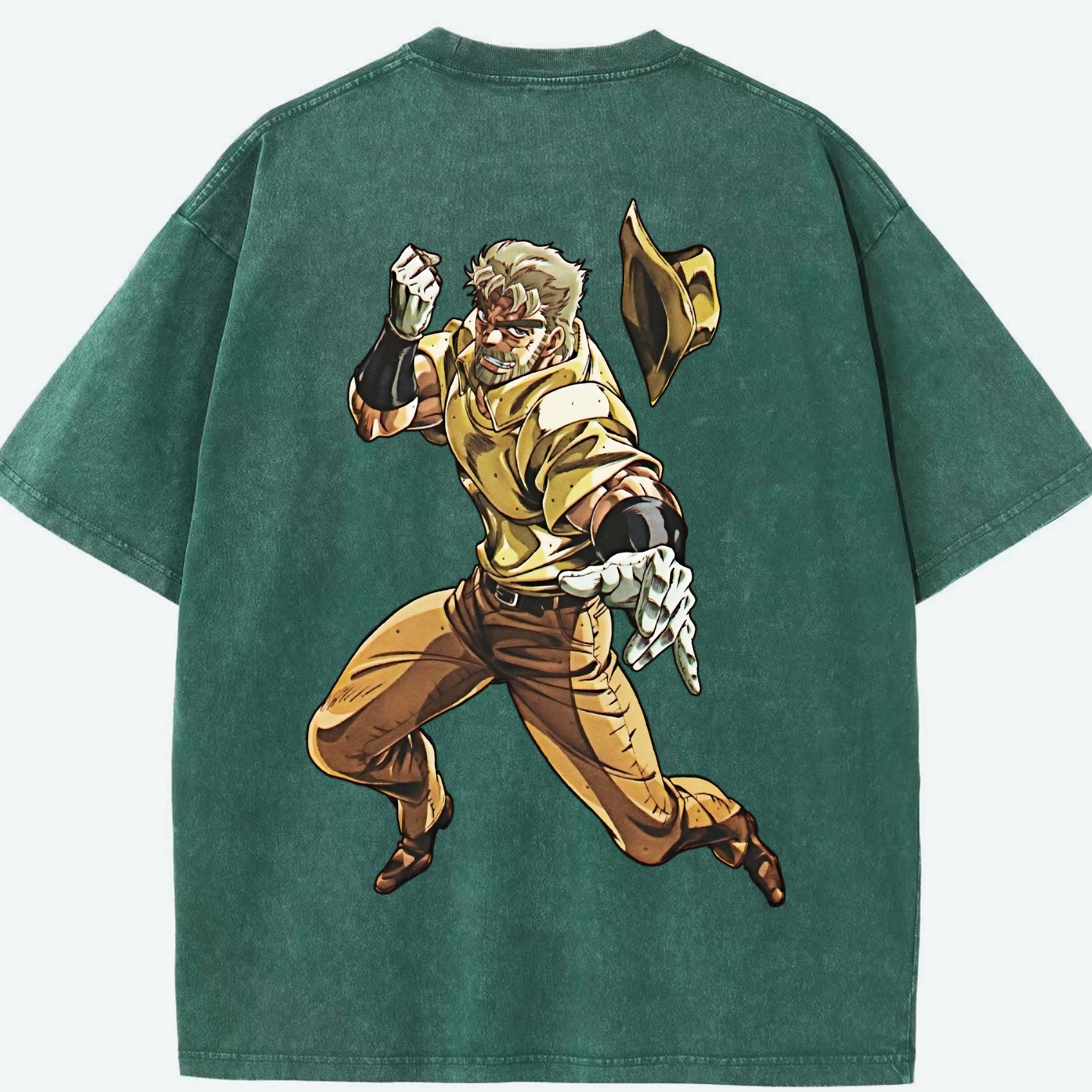 （画像用） ジョジョの奇妙な冒険 ジョセフ?ジョースター JoJo's Bizarre Adventure Joseph Joestar 綿100% ヴィンテージ風 半袖Tシャツ（背面プリント）